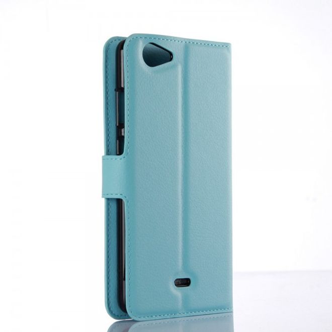 Wiko Pulp Fab 4G Schicke Leder Case Hülle mit Litchitextur und Standfunktion - blau