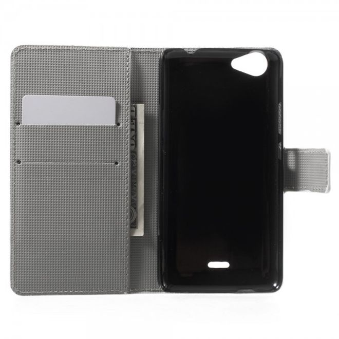 Wiko Rainbow Jam Leder Case Hülle mit verliebtem Eulenpärchen