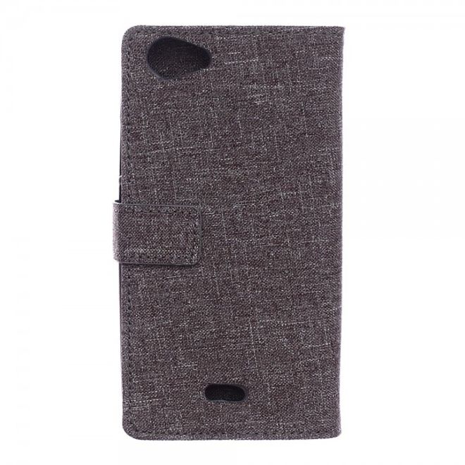 Wiko Rainbow Jam Leder Cover Case mit stoffartiger Textur - grau