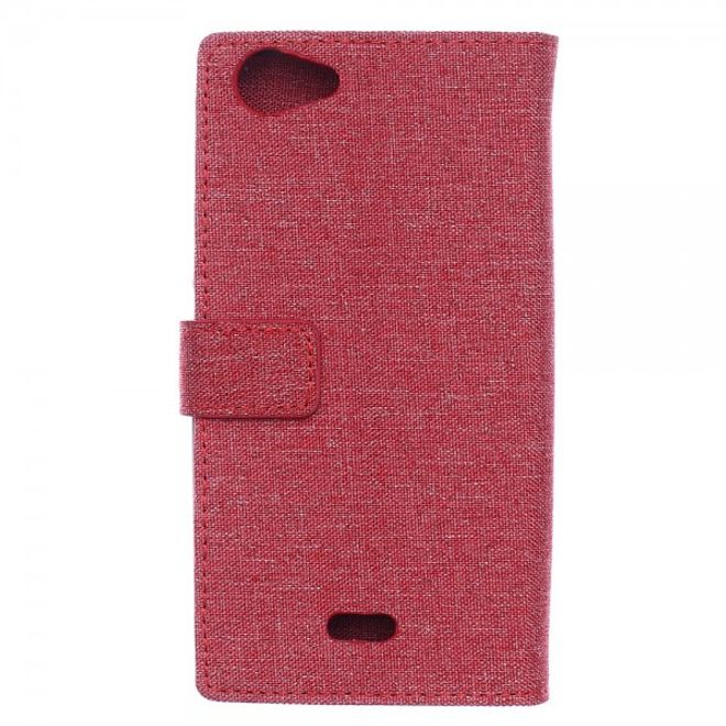 Wiko Rainbow Jam Leder Cover Case mit stoffartiger Textur - rot