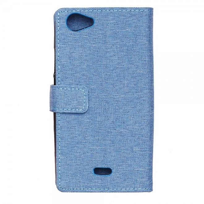 Wiko Rainbow Jam Leder Cover Case mit stoffartiger Textur - hellblau