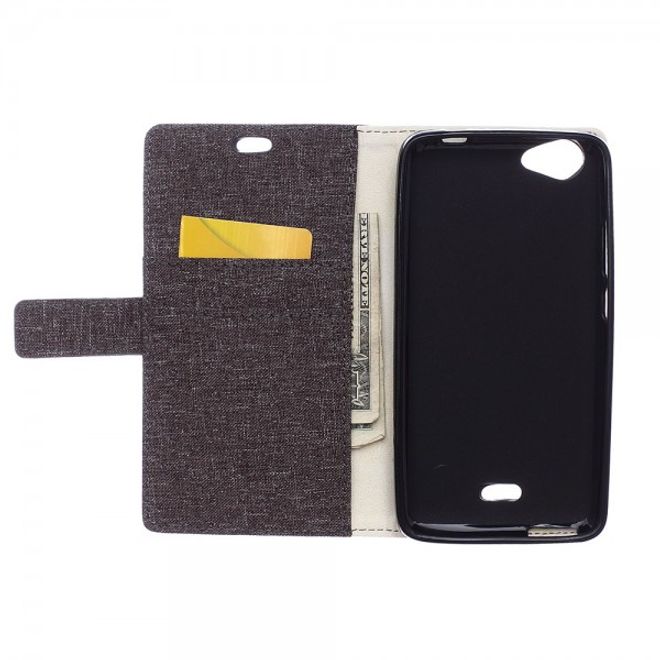 Wiko Rainbow Jam Leder Cover Case mit stoffartiger Textur - grau