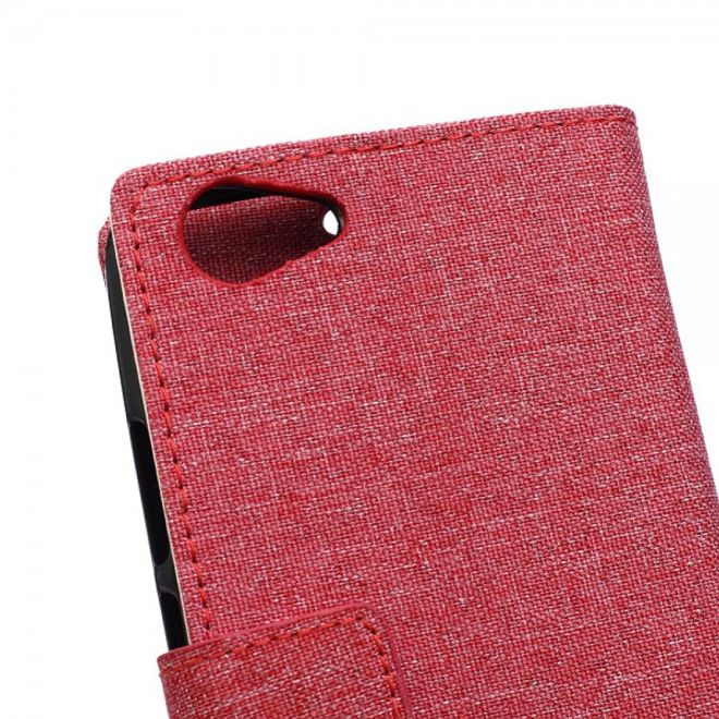 Wiko Rainbow Jam Leder Cover Case mit stoffartiger Textur - rot
