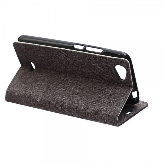 Wiko Rainbow Jam Leder Cover Case mit stoffartiger Textur - grau