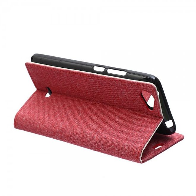 Wiko Rainbow Jam Leder Cover Case mit stoffartiger Textur - rot