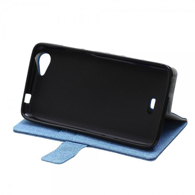 Wiko Rainbow Jam Leder Cover Case mit stoffartiger Textur - hellblau