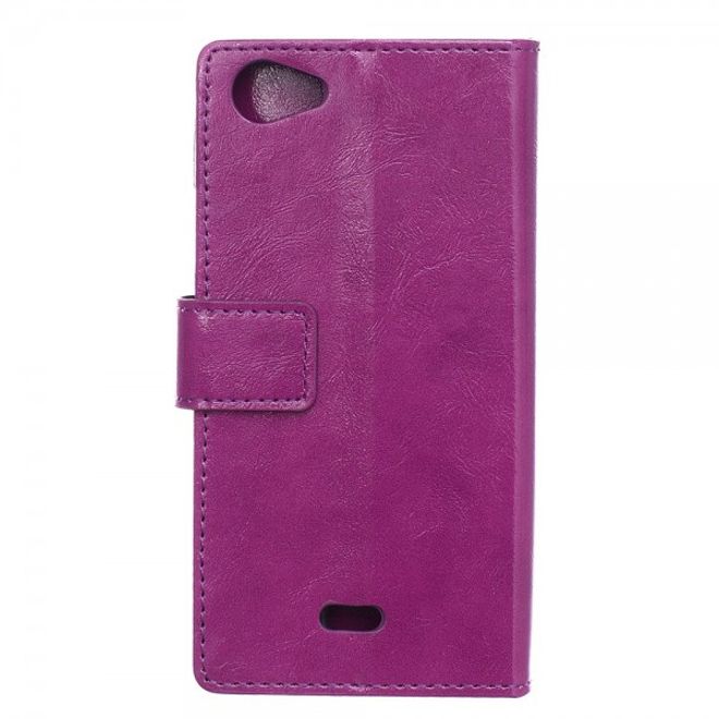 Wiko Rainbow Jam Schicke Crazy Horse Leder Case Hülle mit Standfunktion - purpur