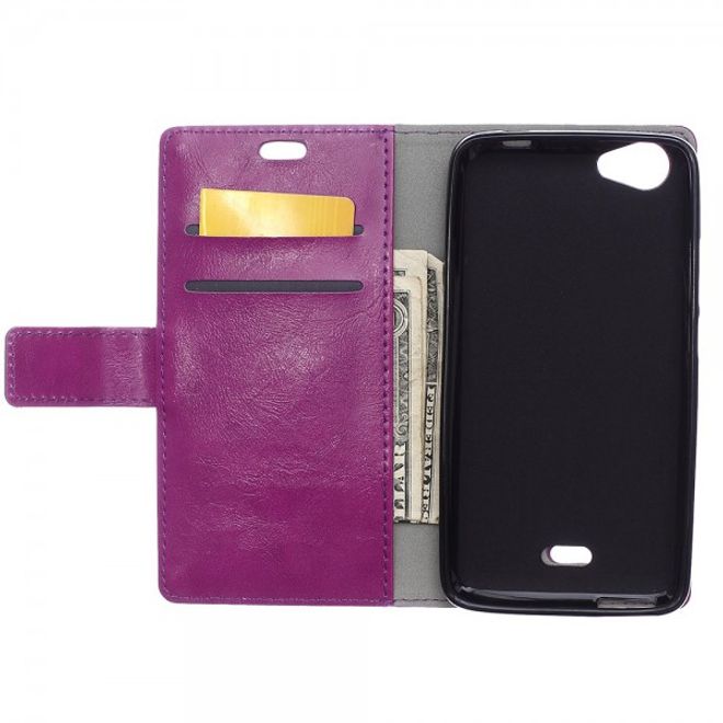 Wiko Rainbow Jam Schicke Crazy Horse Leder Case Hülle mit Standfunktion - purpur