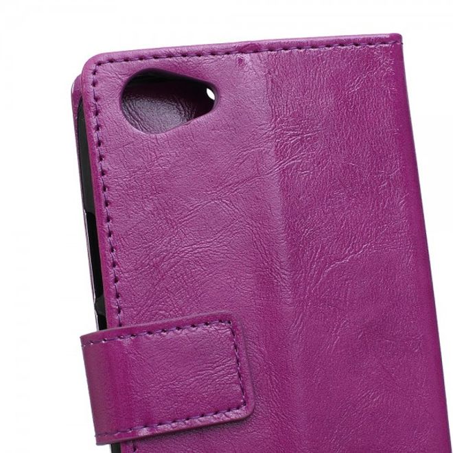 Wiko Rainbow Jam Schicke Crazy Horse Leder Case Hülle mit Standfunktion - purpur
