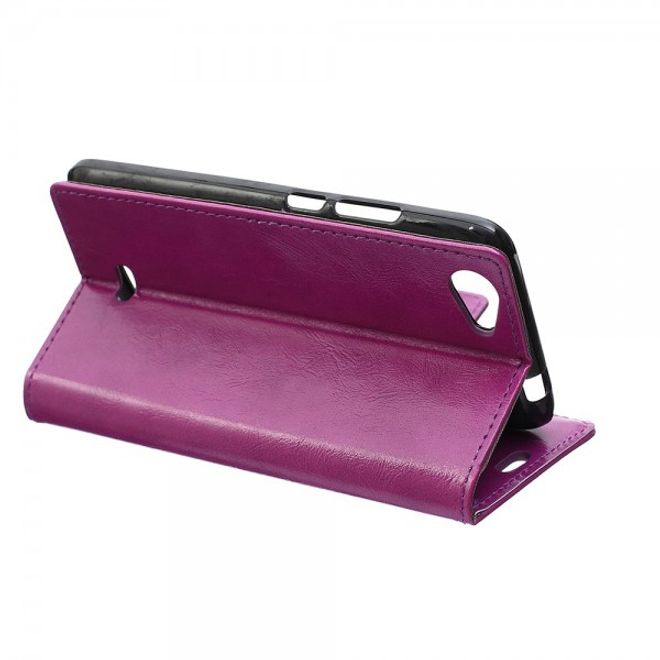 Wiko Rainbow Jam Schicke Crazy Horse Leder Case Hülle mit Standfunktion - purpur