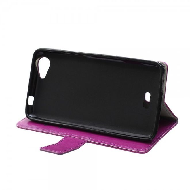 Wiko Rainbow Jam Schicke Crazy Horse Leder Case Hülle mit Standfunktion - purpur