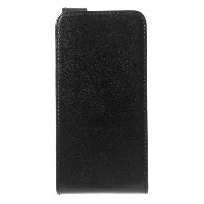 Wiko Rainbow Lite 4G Leder Case Hülle vertikal - schwarz
