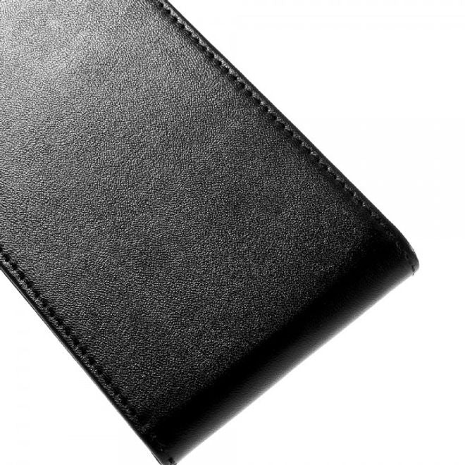 Wiko Rainbow Lite 4G Leder Case Hülle vertikal - schwarz