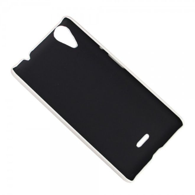 Wiko Rainbow Lite Klassische Retro Hart Plastik Case Hülle mit lederartigem Überzug - weiss