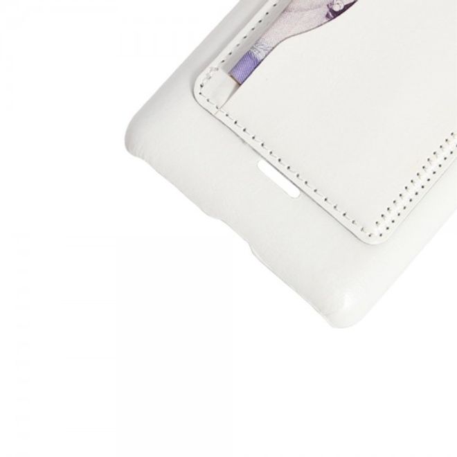 Wiko Rainbow Lite Klassische Retro Hart Plastik Case Hülle mit lederartigem Überzug - weiss