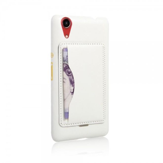Wiko Rainbow Lite Klassische Retro Hart Plastik Case Hülle mit lederartigem Überzug - weiss