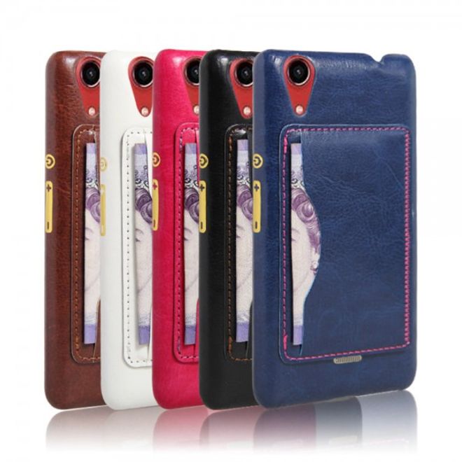 Wiko Rainbow Lite Klassische Retro Hart Plastik Case Hülle mit lederartigem Überzug - weiss