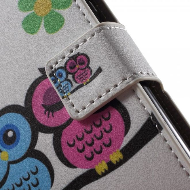 Wiko Rainbow Lite Leder Cover Hülle mit verliebtem Eulenpärchen