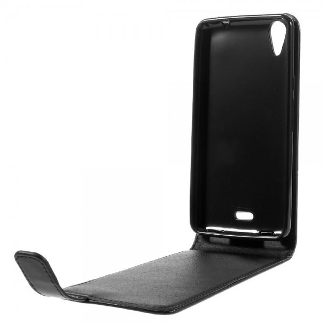 Wiko Rainbow Up 4G Leder Flip Case Hülle vertikal - schwarz
