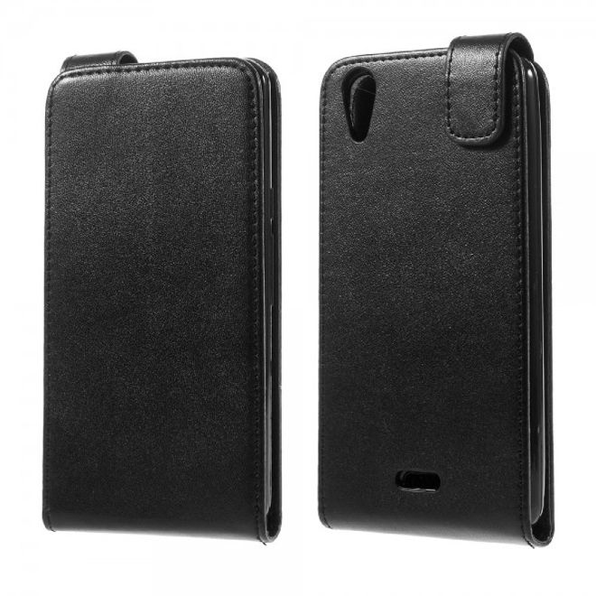 Wiko Rainbow Up 4G Leder Flip Case Hülle vertikal - schwarz