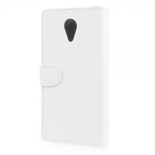Wiko Robby Handyhülle - Leder Flip Case - mit Standfunktion - weiss