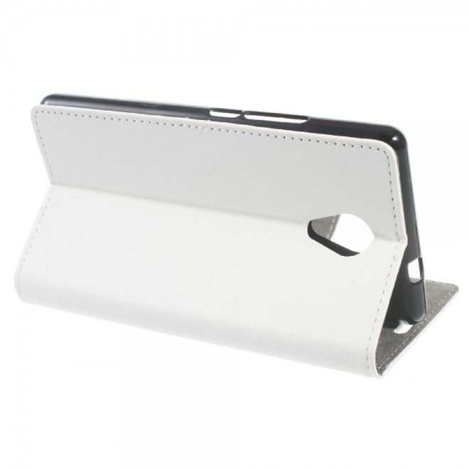 Wiko Robby Handyhülle - Leder Flip Case - mit Standfunktion - weiss