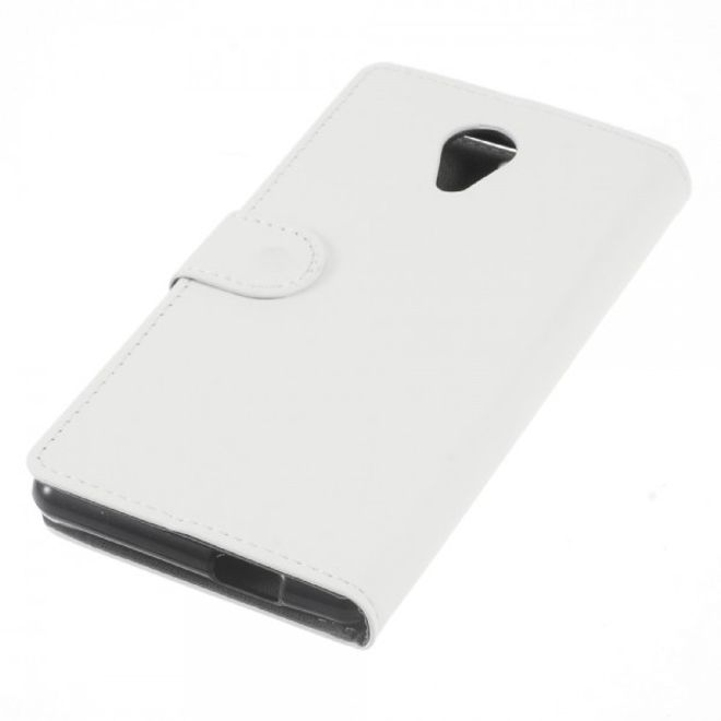 Wiko Robby Handyhülle - Leder Flip Case - mit Standfunktion - weiss