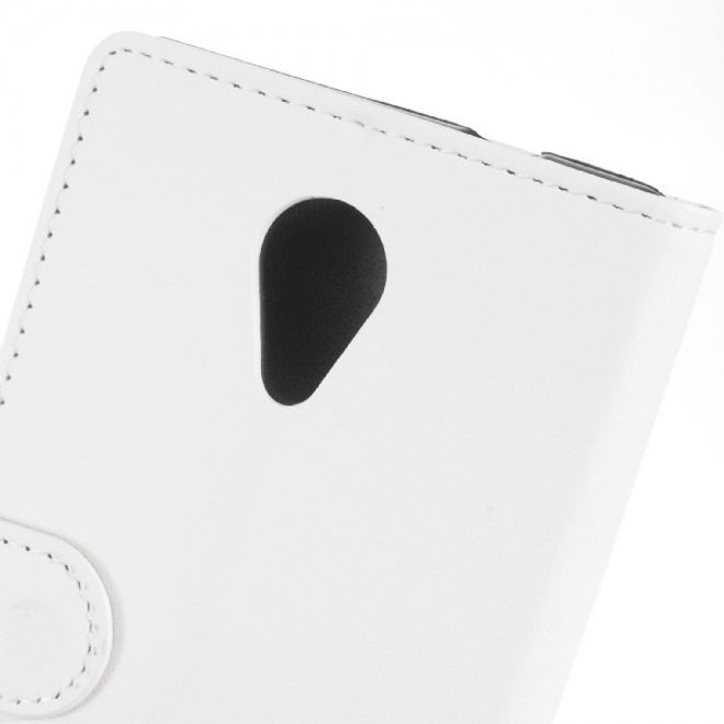 Wiko Robby Handyhülle - Leder Flip Case - mit Standfunktion - weiss