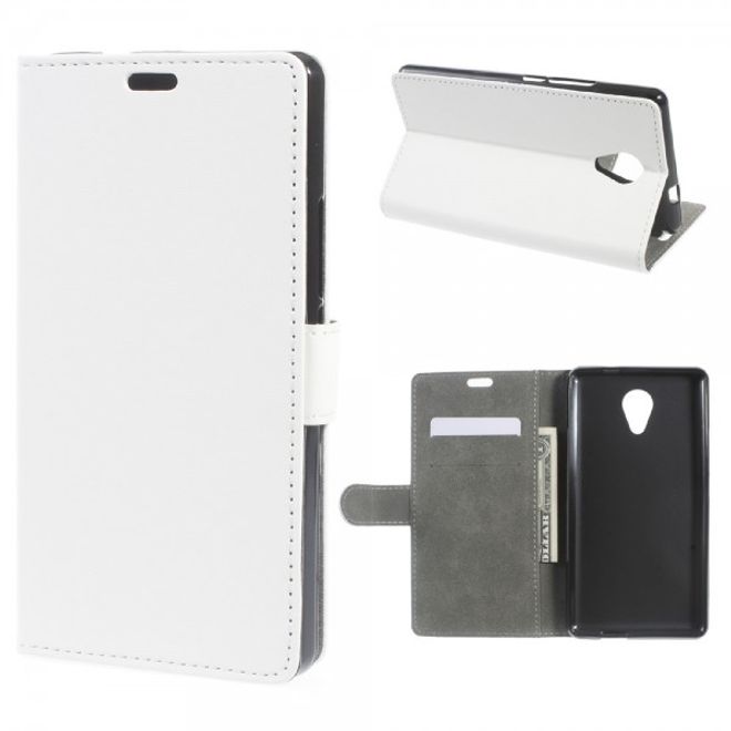 Wiko Robby Handyhülle - Leder Flip Case - mit Standfunktion - weiss