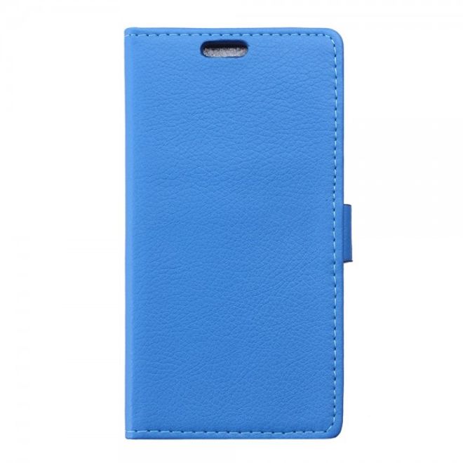 Wiko Selfy 4G Leder Cover Case mit Litchitextur und Kreditkartenslots - blau