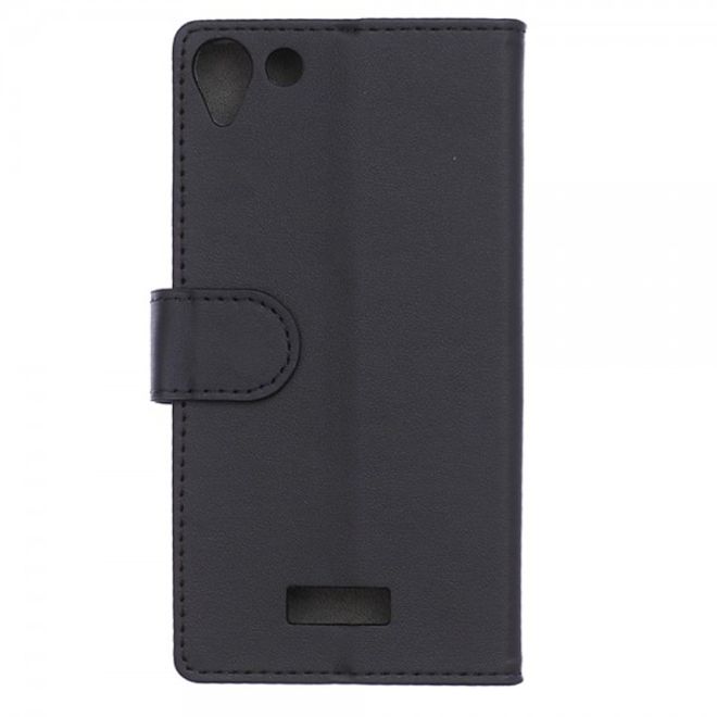 Wiko Selfy 4G Modische Leder Case Hülle mit Kreditkartenslots - schwarz