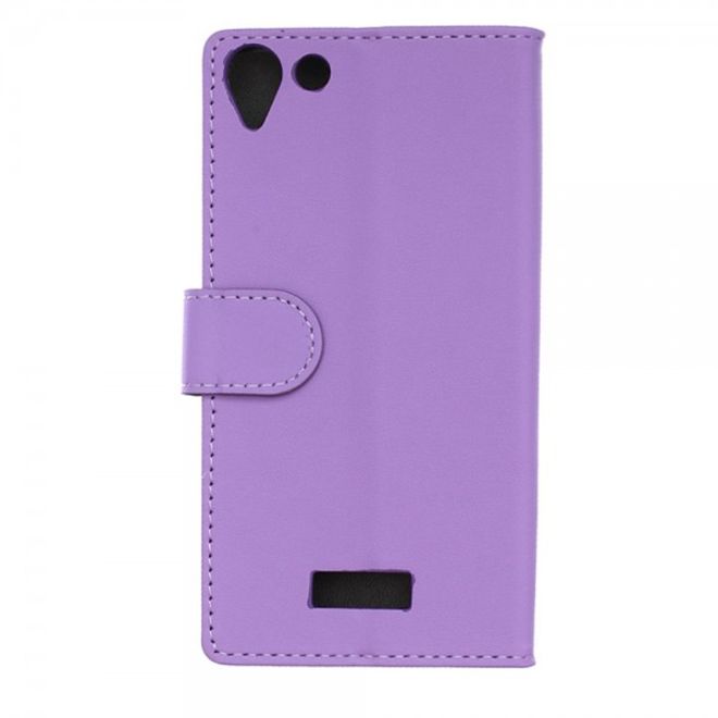 Wiko Selfy 4G Modische Leder Case Hülle mit Kreditkartenslots - purpur