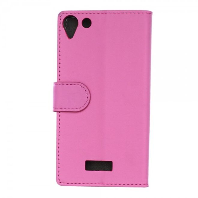 Wiko Selfy 4G Modische Leder Case Hülle mit Kreditkartenslots - rosa