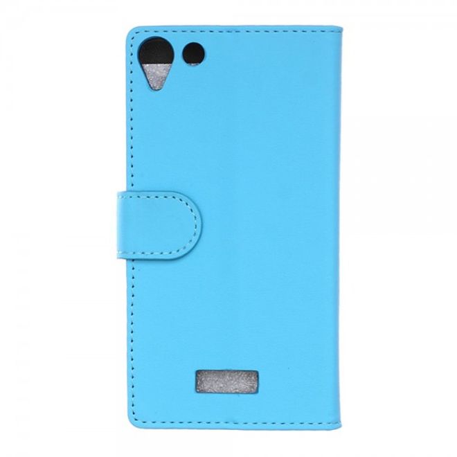 Wiko Selfy 4G Modische Leder Case Hülle mit Kreditkartenslots - blau