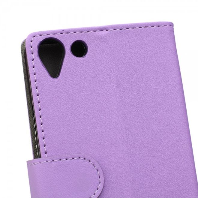 Wiko Selfy 4G Modische Leder Case Hülle mit Kreditkartenslots - purpur