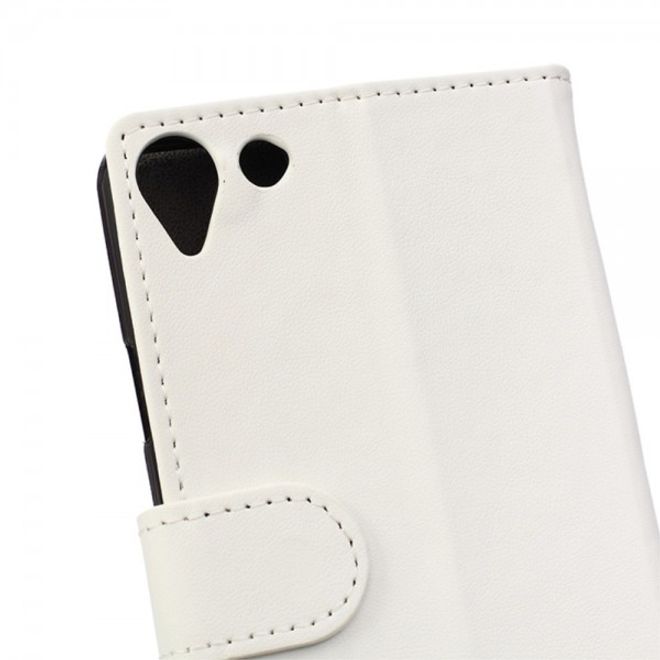Wiko Selfy 4G Modische Leder Case Hülle mit Kreditkartenslots - weiss