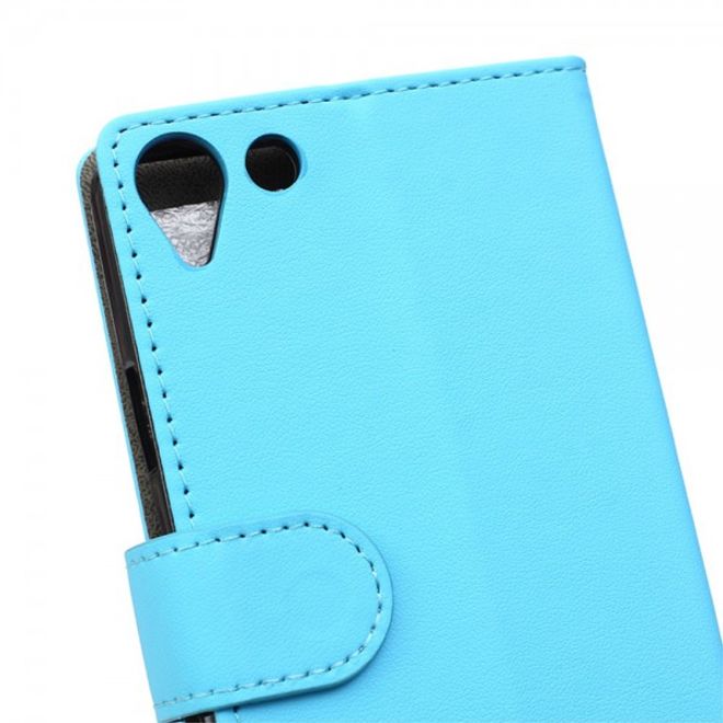 Wiko Selfy 4G Modische Leder Case Hülle mit Kreditkartenslots - blau