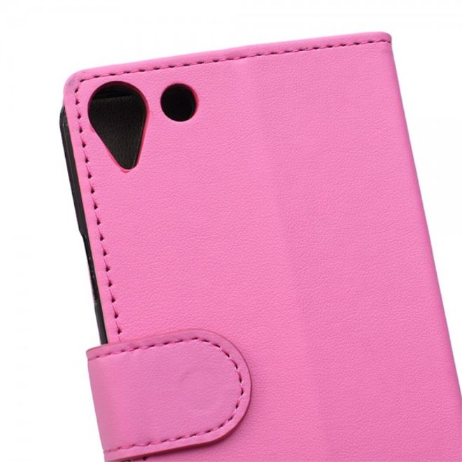 Wiko Selfy 4G Modische Leder Case Hülle mit Kreditkartenslots - rosa