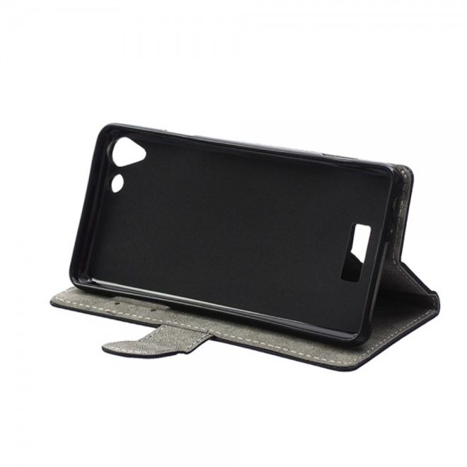 Wiko Selfy 4G Modische Leder Case Hülle mit Kreditkartenslots - blau