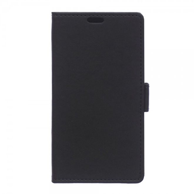 Wiko Selfy 4G Modische Leder Case Hülle mit Kreditkartenslots - schwarz