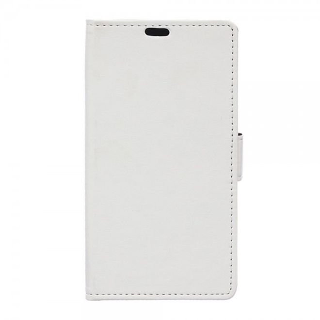 Wiko Selfy 4G Modische Leder Case Hülle mit Kreditkartenslots - weiss