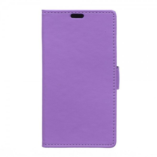 Wiko Selfy 4G Modische Leder Case Hülle mit Kreditkartenslots - purpur