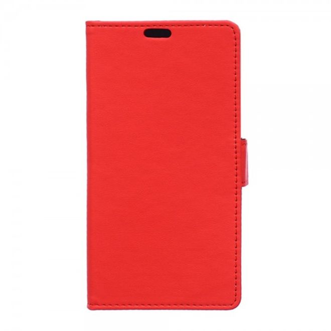 Wiko Selfy 4G Modische Leder Case Hülle mit Kreditkartenslots - rot
