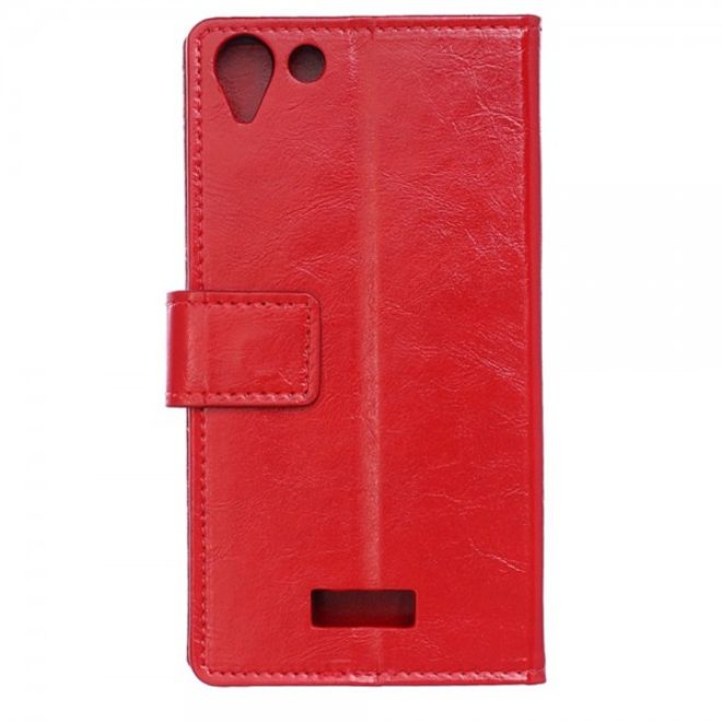 Wiko Selfy 4G Schickes Crazy Horse Leder Case Hülle mit Standfunktion - rot