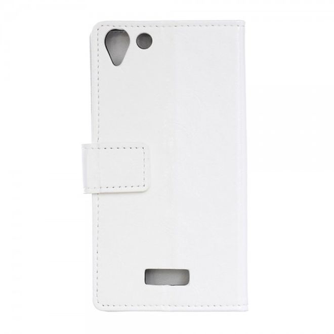 Wiko Selfy 4G Schickes Crazy Horse Leder Case Hülle mit Standfunktion - weiss