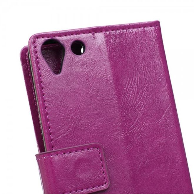 Wiko Selfy 4G Schickes Crazy Horse Leder Case Hülle mit Standfunktion - purpur