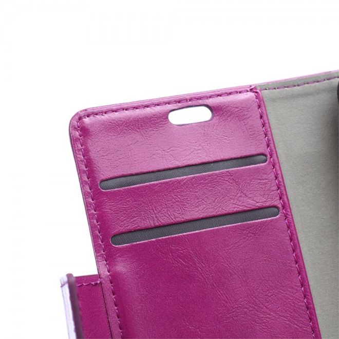 Wiko Selfy 4G Schickes Crazy Horse Leder Case Hülle mit Standfunktion - purpur