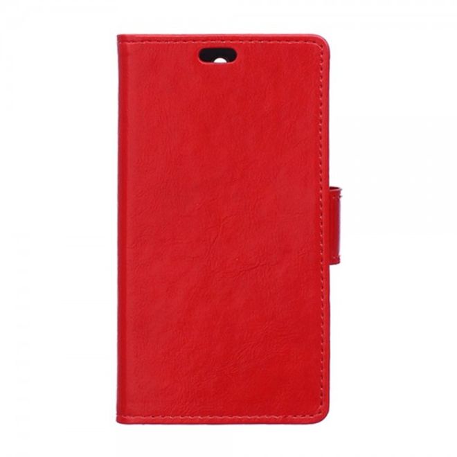 Wiko Selfy 4G Schickes Crazy Horse Leder Case Hülle mit Standfunktion - rot