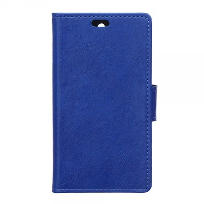 Wiko Selfy 4G Schickes Crazy Horse Leder Case Hülle mit Standfunktion - blau