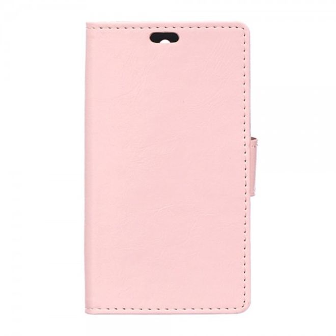 Wiko Selfy 4G Schickes Crazy Horse Leder Case Hülle mit Standfunktion - pink
